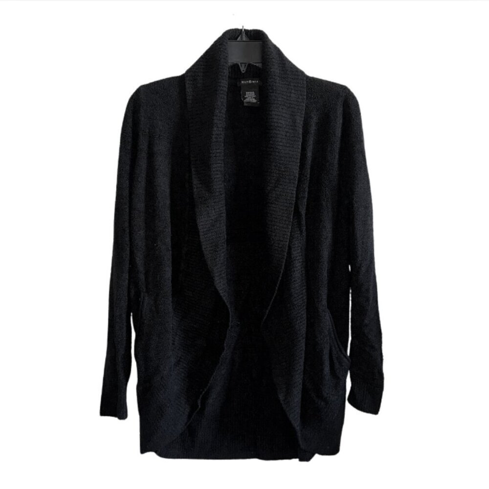 Black Soft Fuzzy Cardigan Open Front Max & Mia Women's Small Long Sleeve